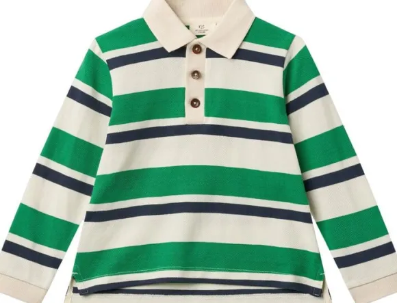 STRIPED PIQUE POLO W. LS