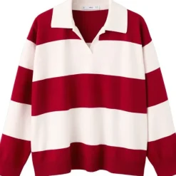 Striped polo-neck sweater