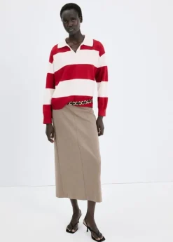 Striped polo-neck sweater