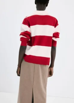 Striped polo-neck sweater