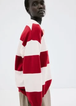Striped polo-neck sweater
