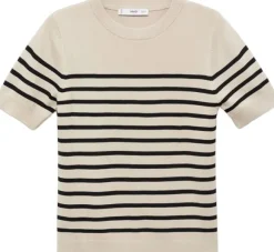 Striped short-sleeved sweater