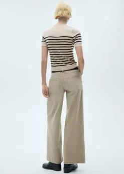 Striped short-sleeved sweater