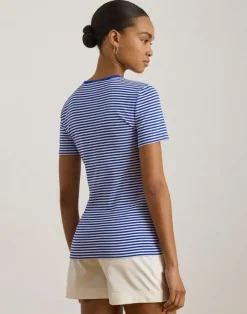 Striped Stretch Cotton Crewneck Tee