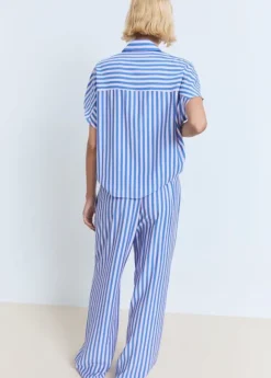 Stripe-print straight trousers