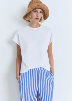 Stripe-print straight trousers