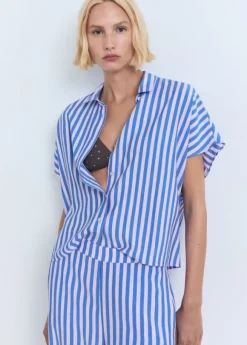 Stripe-print straight trousers