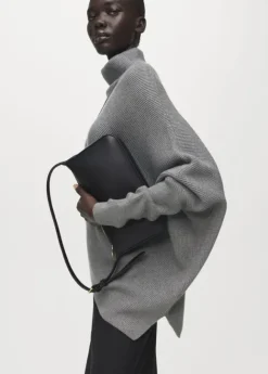Sweater with asymmetrical roll neck