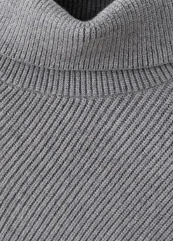Sweater with asymmetrical roll neck
