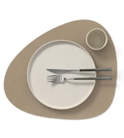 Table Mat Curve L Corduroy Clay Brown