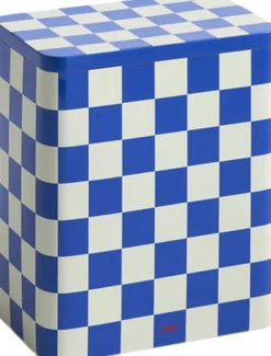 Tin Container-Large-Blue and off-wh
