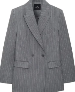 TIPHAINE BLAZER - LIGHT GREY PINSTRIPE