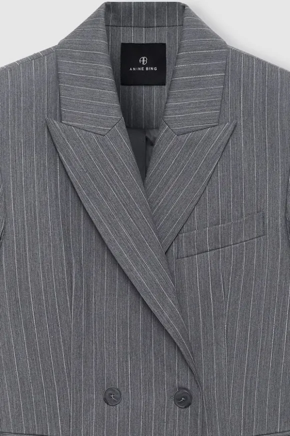 TIPHAINE BLAZER - LIGHT GREY PINSTRIPE