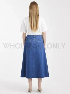 TSABBY WRAP DENIM MIDI SKIRT DB DNM