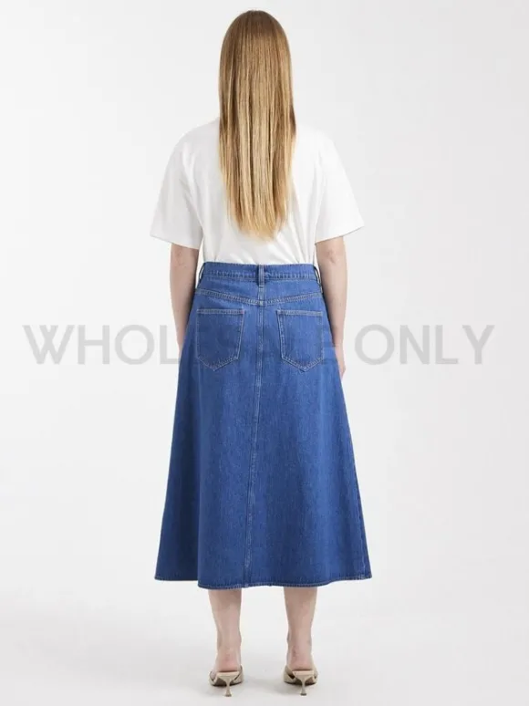 TSABBY WRAP DENIM MIDI SKIRT DB DNM