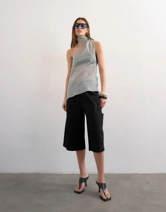 TSHANNY HALTER SCARF TOP WVN