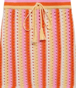 Two-tone striped cotton crochet skirt