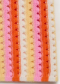 Two-tone striped cotton crochet skirt