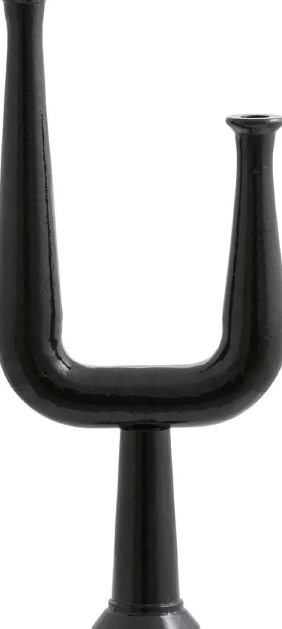 ULOPU candleholder, 2 arm, aluminum - black