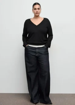 V-neck knit sweater