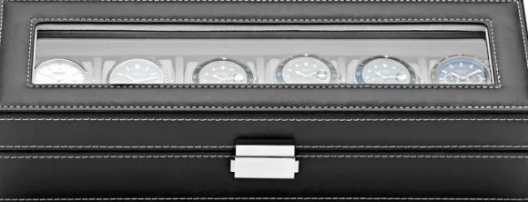 Watch Box 6 Watches Black Synthetic