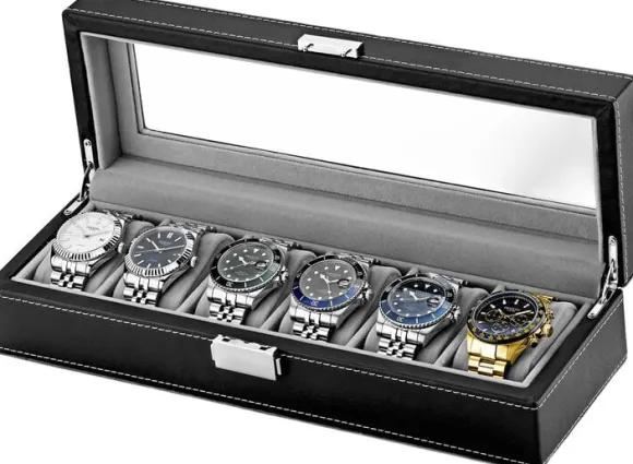 Watch Box 6 Watches Black Synthetic