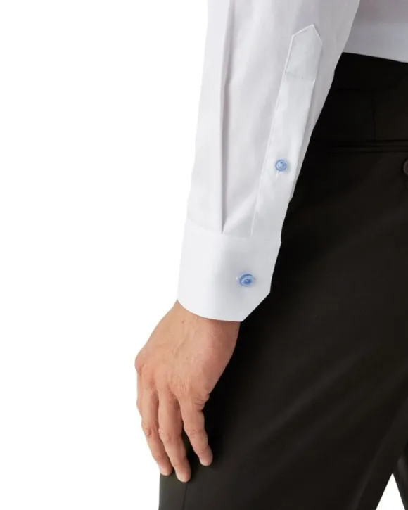 White Twill Shirt Blue Details - Slim Fit