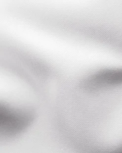 White Twill Shirt Blue Details - Slim Fit