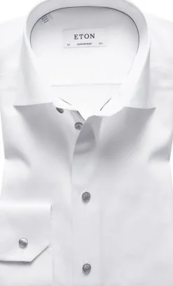 White Twill Shirt Grey Details - Contemporary Fit