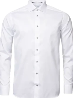 White Twill Shirt Grey Details - Contemporary Fit