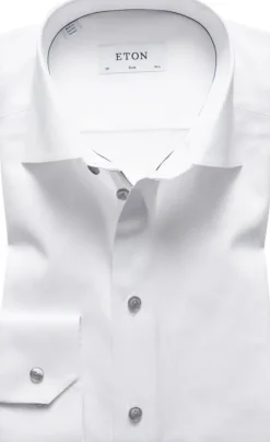 White Twill Shirt Grey Details - Slim Fit