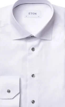 White Twill Shirt Grey Details - Slim Fit