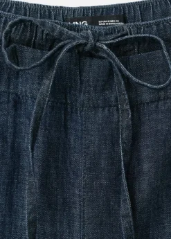 Wide leg denim trousers