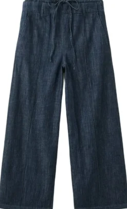 Wide leg denim trousers