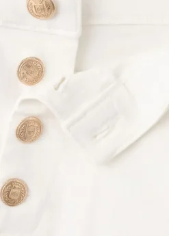 Wide-leg jeans with side buttons