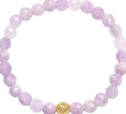 Women's Wristband with Amethyst Lavender and Gold