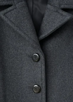 Wool-blend coat with button fasteni