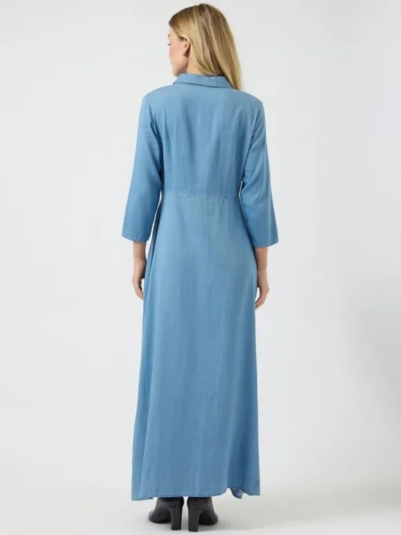 YASSAVANNA 3/4 LONG CHAMBRAY DRESS