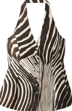 Zebra-print linen waistcoat